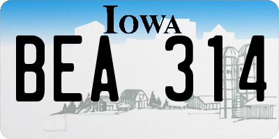 IA license plate BEA314