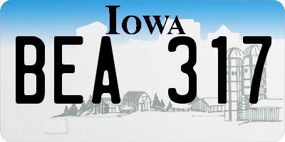IA license plate BEA317