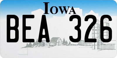 IA license plate BEA326