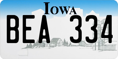 IA license plate BEA334