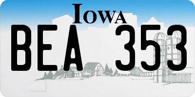 IA license plate BEA353