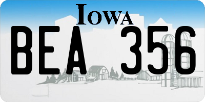 IA license plate BEA356