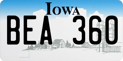 IA license plate BEA360