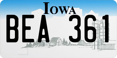 IA license plate BEA361
