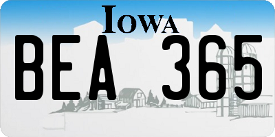 IA license plate BEA365