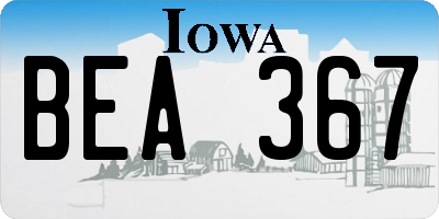 IA license plate BEA367