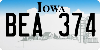 IA license plate BEA374