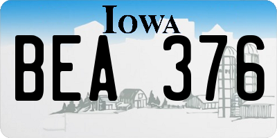 IA license plate BEA376
