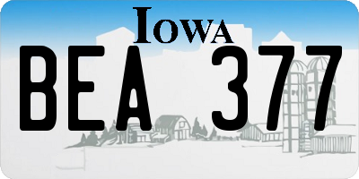 IA license plate BEA377