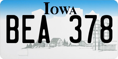 IA license plate BEA378