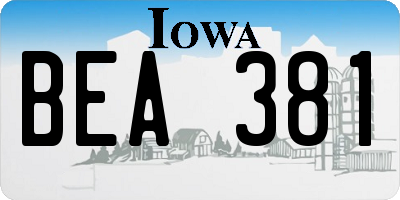 IA license plate BEA381