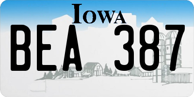 IA license plate BEA387