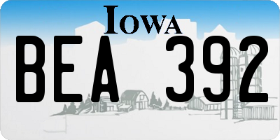 IA license plate BEA392
