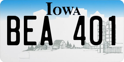 IA license plate BEA401