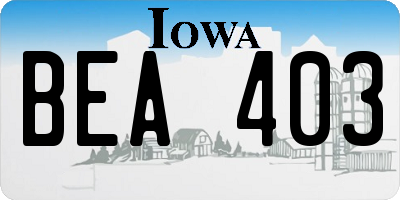 IA license plate BEA403