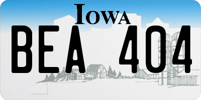 IA license plate BEA404