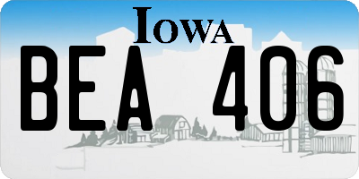IA license plate BEA406