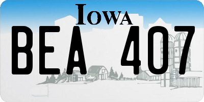 IA license plate BEA407
