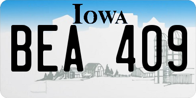 IA license plate BEA409