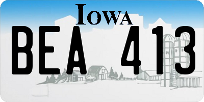 IA license plate BEA413