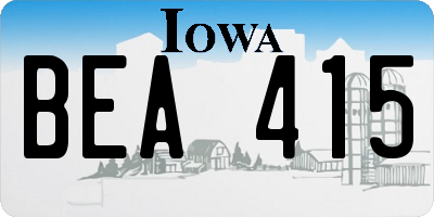 IA license plate BEA415