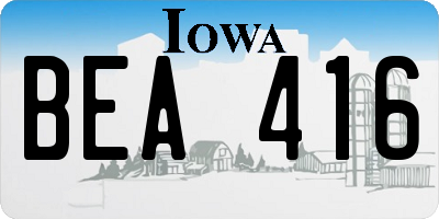 IA license plate BEA416
