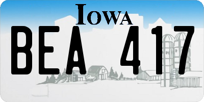 IA license plate BEA417