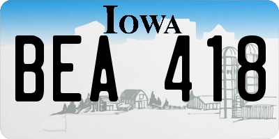 IA license plate BEA418