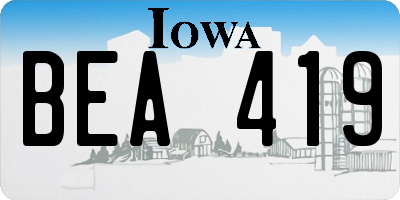 IA license plate BEA419