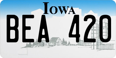 IA license plate BEA420