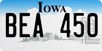 IA license plate BEA450