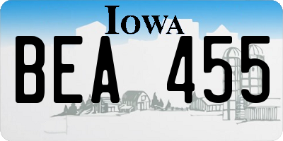 IA license plate BEA455