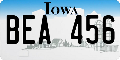 IA license plate BEA456
