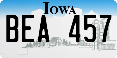 IA license plate BEA457