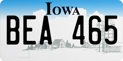 IA license plate BEA465