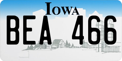 IA license plate BEA466