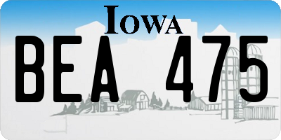IA license plate BEA475