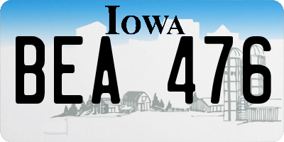 IA license plate BEA476