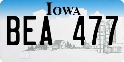 IA license plate BEA477