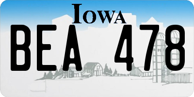 IA license plate BEA478