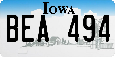 IA license plate BEA494