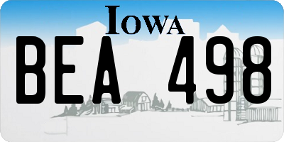 IA license plate BEA498