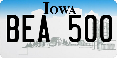IA license plate BEA500
