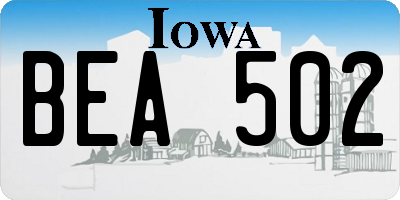 IA license plate BEA502