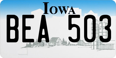 IA license plate BEA503