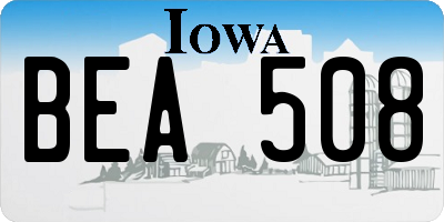 IA license plate BEA508