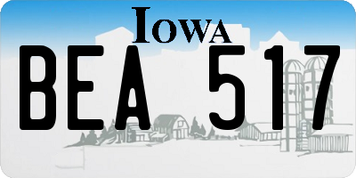 IA license plate BEA517