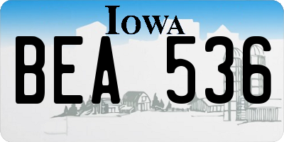 IA license plate BEA536