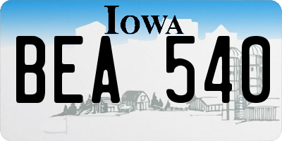 IA license plate BEA540