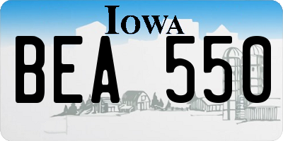 IA license plate BEA550